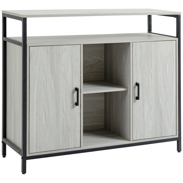 MCL Modern Sideboard, Steel Frame Storage Cabinet with 2 Doors and Adjustable Shelves for Living Room, Hallway, Light Grey