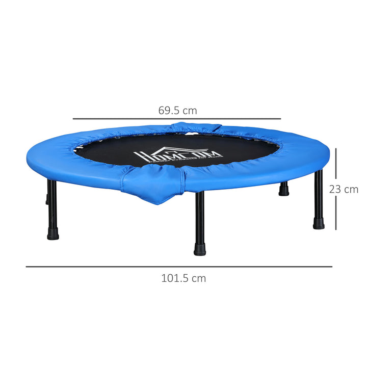 Φ101 Mini Fitness Trampoline Home Gym Yoga Exercise Rebounder Indoor Outdoor Jumper with Safety Pad, Support Up to 100 KG, Blue and Black
