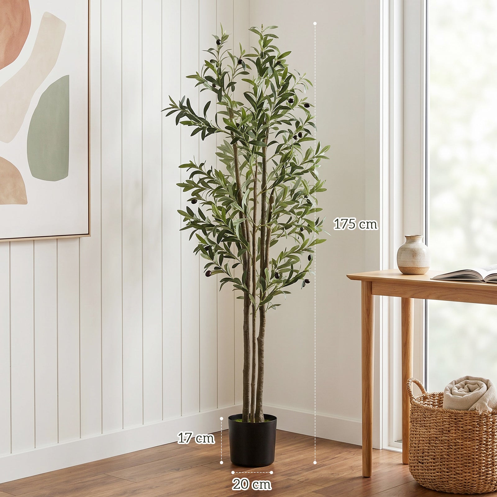 Decorative Artificial Plant, 175 cm Silk Olive Tree with 787 Leaves in