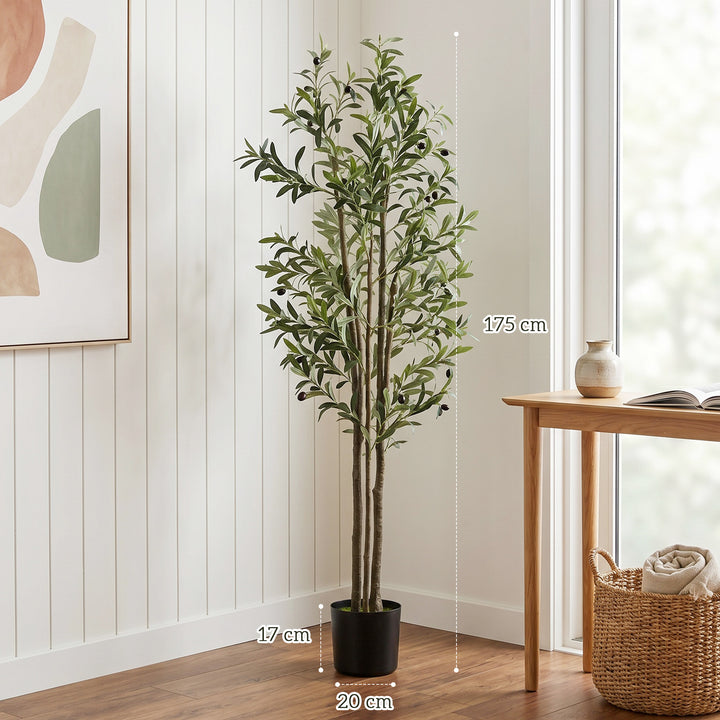 Decorative Artificial Plant, 175 cm Silk Olive Tree with 787 Leaves in