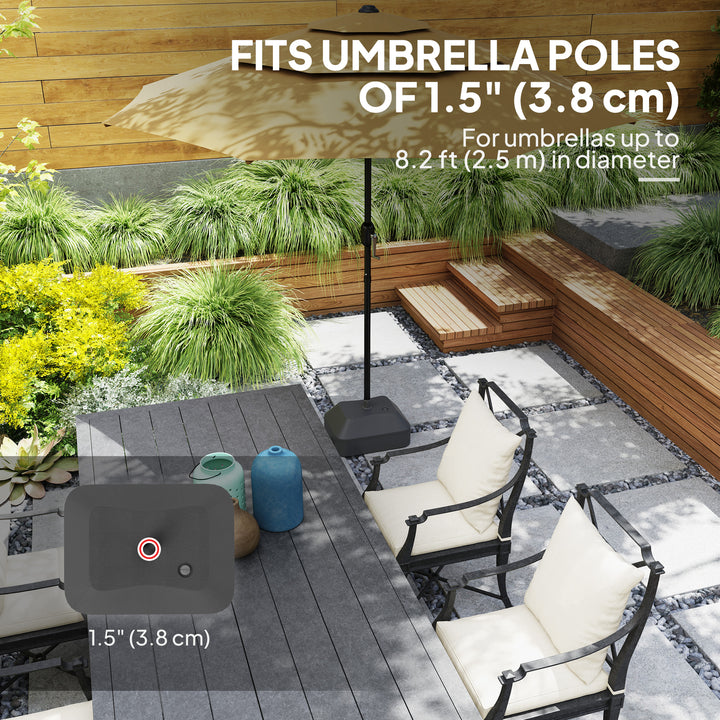 Fillable Garden Parasol Base, Heavy Duty Parasol Base Stand Outdoor Umbrella Stand, Filled Up to 24kg with Sand or 20kg with Water, Sun Umbrella Base for 38 mm Poles, Black