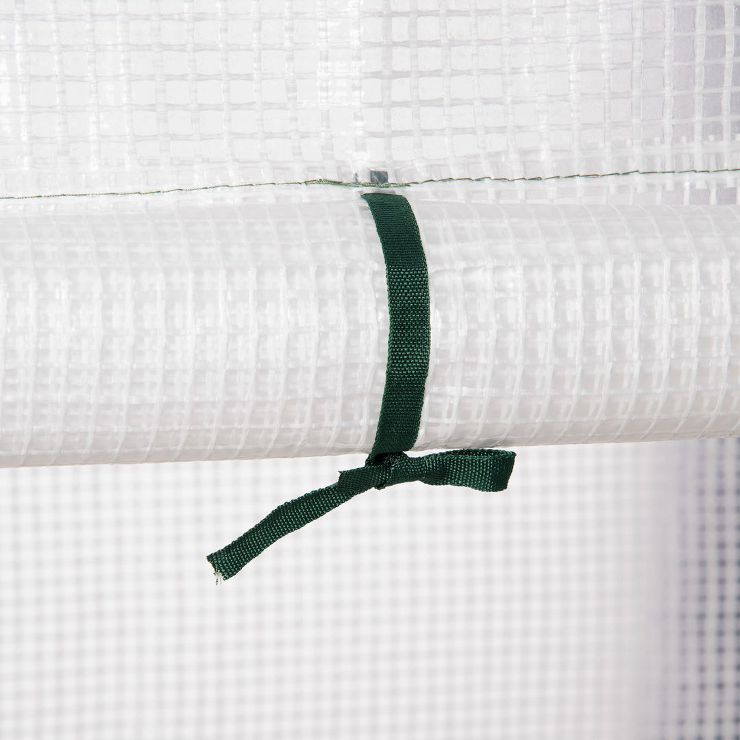 MCL Walk In Greenhouse with 2 Tier Shelf, Portable Gardening Plant Grow House Tomato Greenhouse with Roll up Zip Panel Door, Reinforced PE Cover, 143 x 73 x 195cm, Green