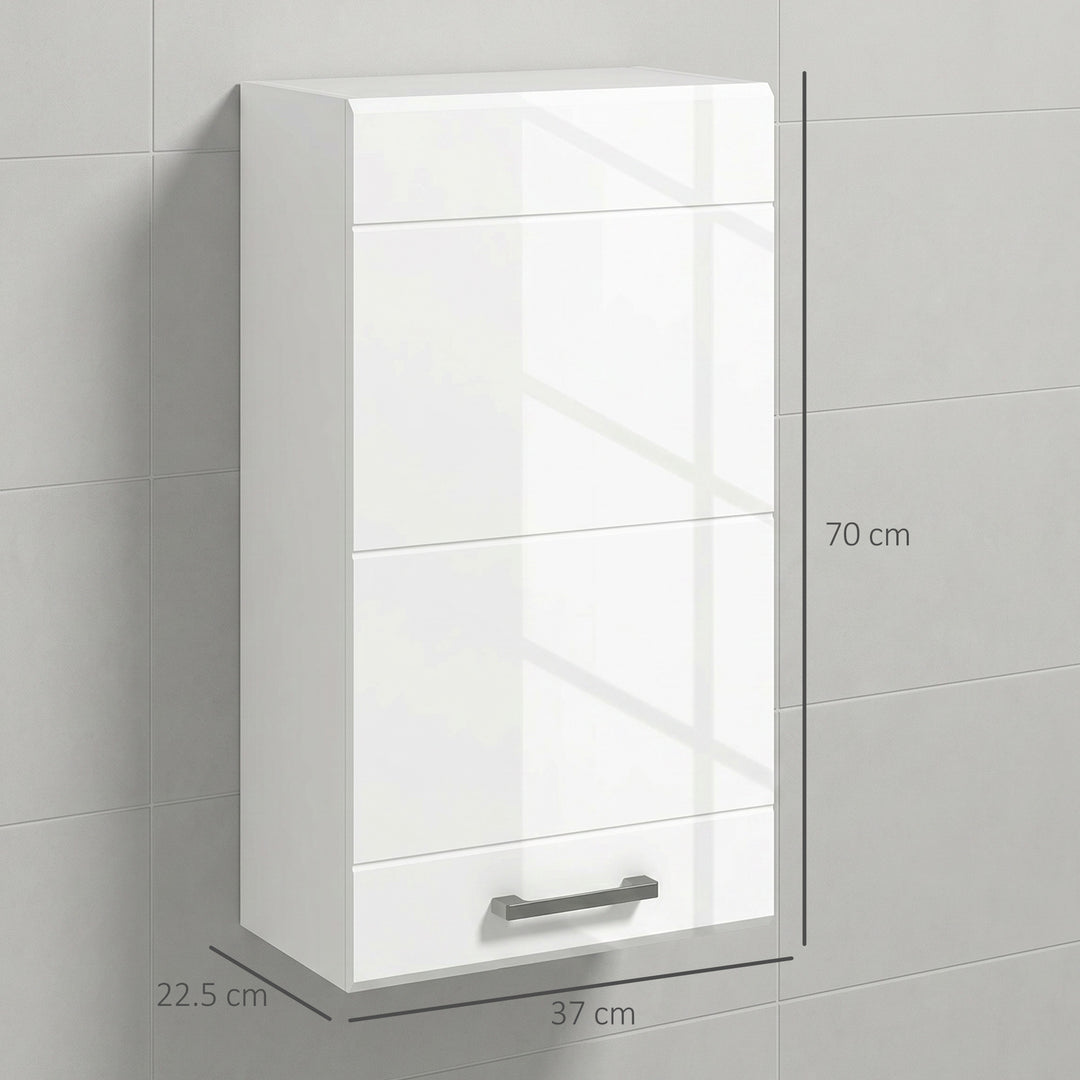 Bathroom Wall Cabinet, High Gloss Bathroom Storage Cabinet with Soft-C