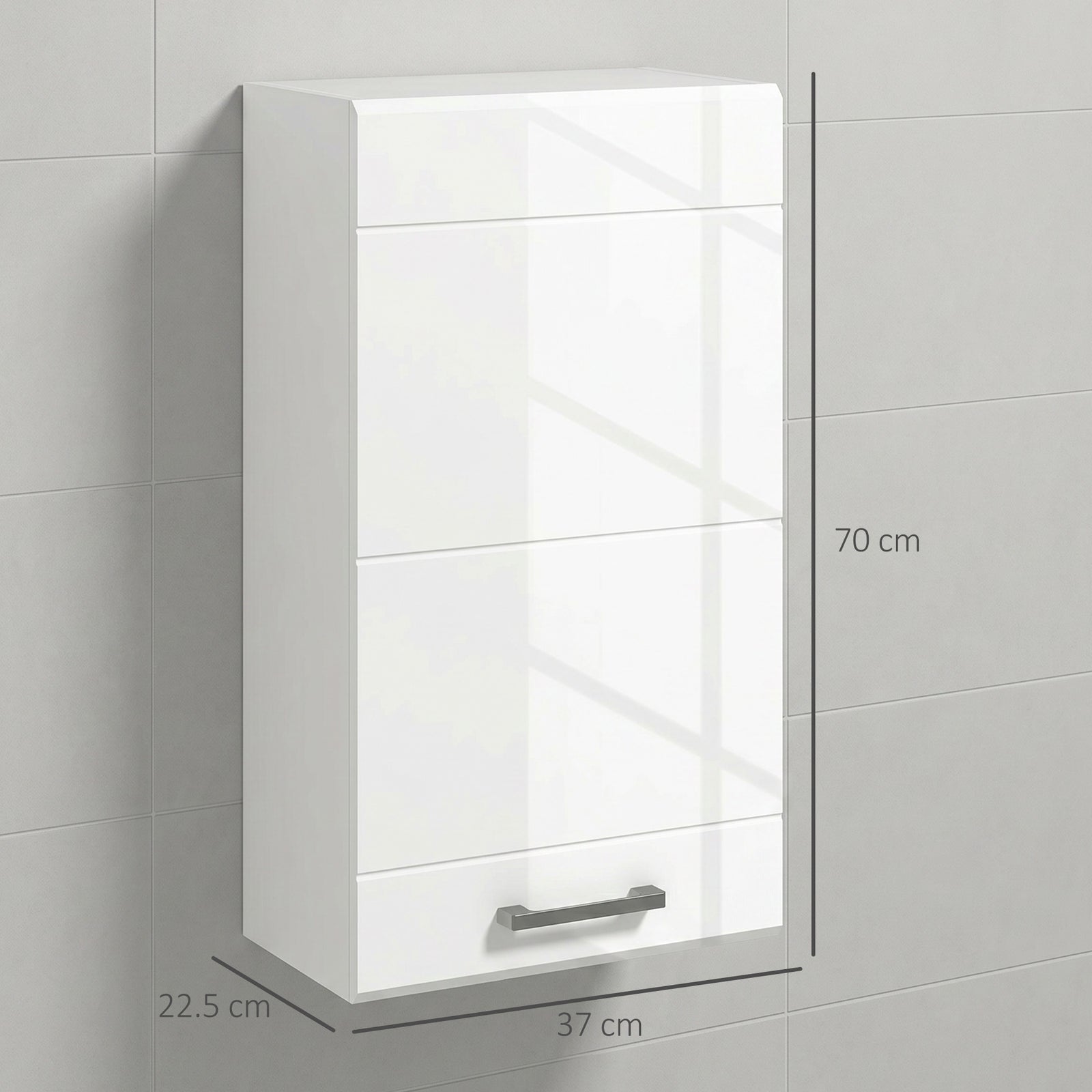 Bathroom Wall Cabinet, High Gloss Bathroom Storage Cabinet with Soft-C