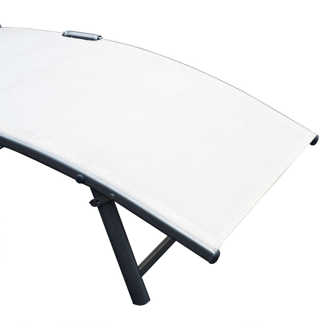 Outsunny Folding Sun Lounger, Steel Frame, Recliner Chaise, Headrest, 7 Position Adjustable, Cream White