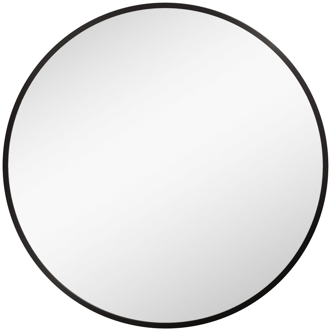 70cm Aluminium Frame Round Bathroom Mirror - Black