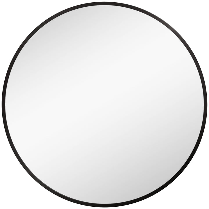 70cm Aluminium Frame Round Bathroom Mirror - Black