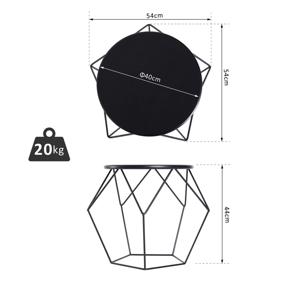 Round Side Table, Minimalist End Table with Steel Frame, Small Coffee Table for Living Room, Bedroom, Black