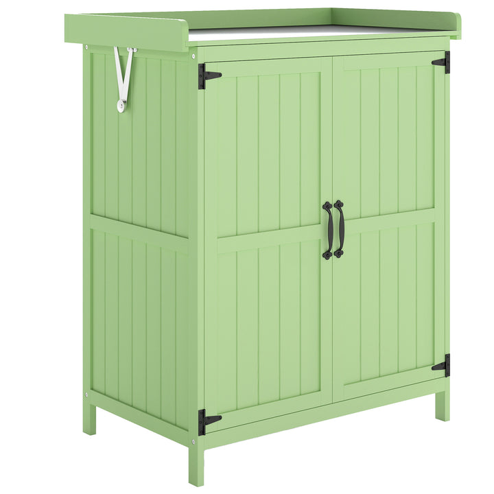 Wooden Garden Shed, Garden Tool Storage Shed with Hinged Roof and Shel