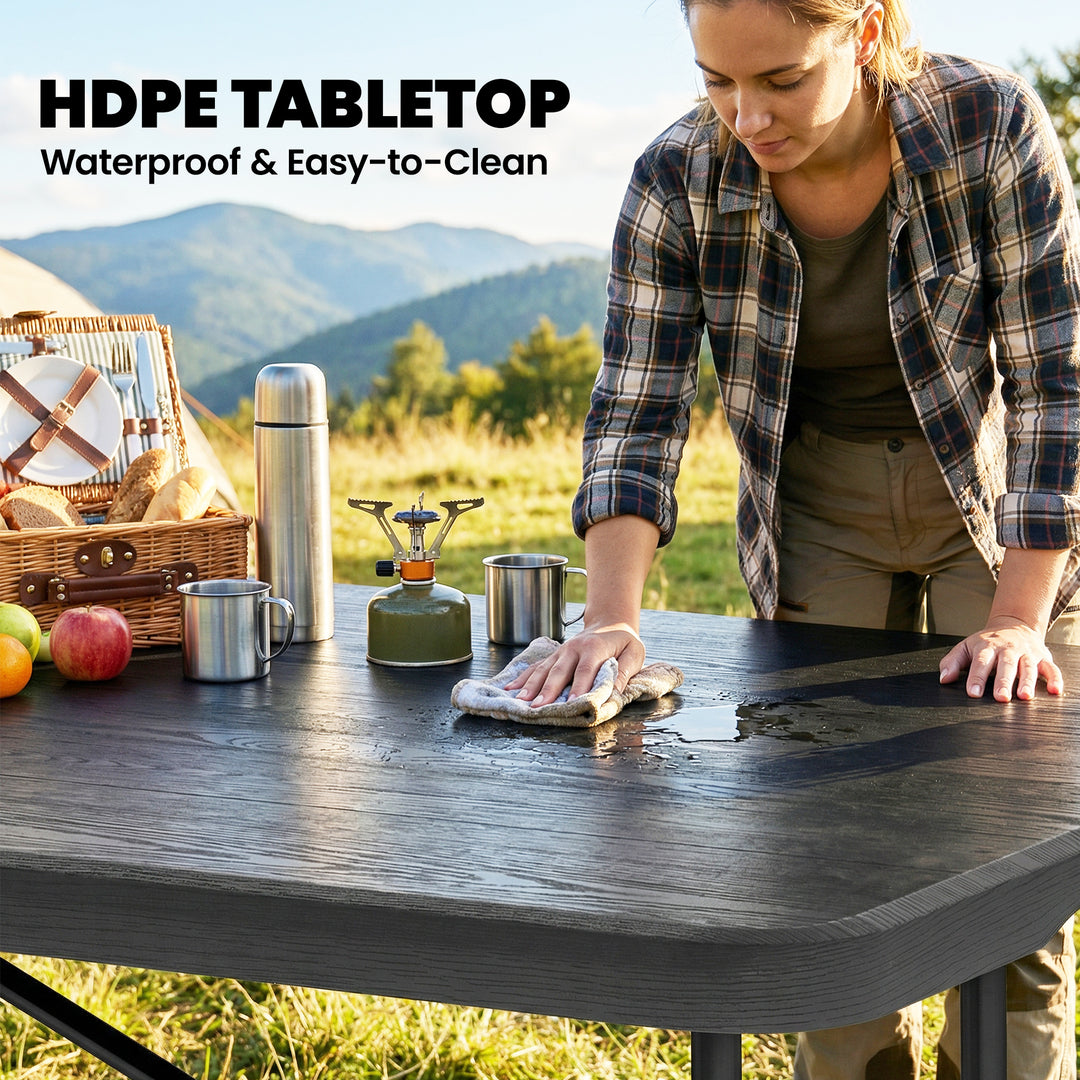 5 Piece 6ft Foldable Table and Chairs, Portable Picnic Table Set with 