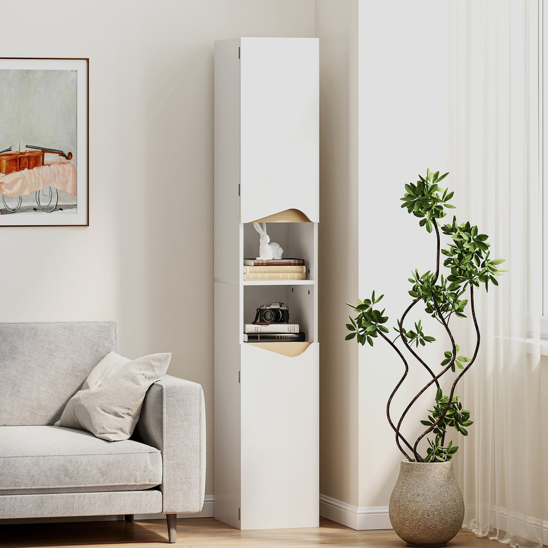 Tall Slim Bathroom Cabinet with 2 Doors, 2 Shelves