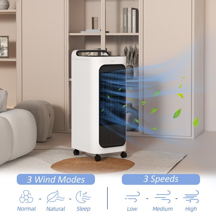 HOMCOM Room Air Cooler with Ice Packs, Ice Cooling Fan Water Conditioner Humidifier Unit with Remote, Timer, Oscillating | Aosom UK