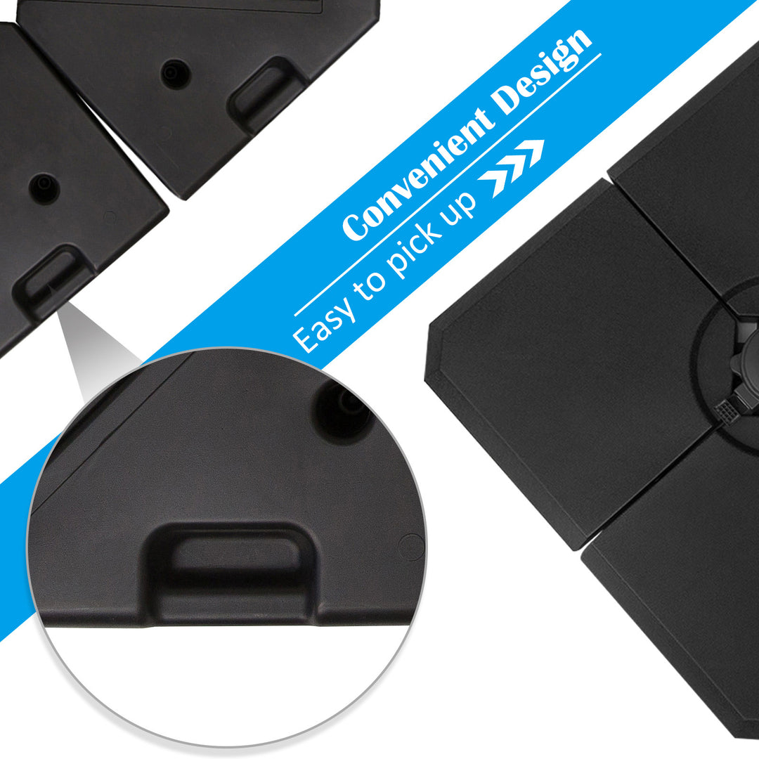 Set of 4 Parasol Base Stand Weights for Cantilever Parasols, Water and Sand Filled, Up to 120kg, Black