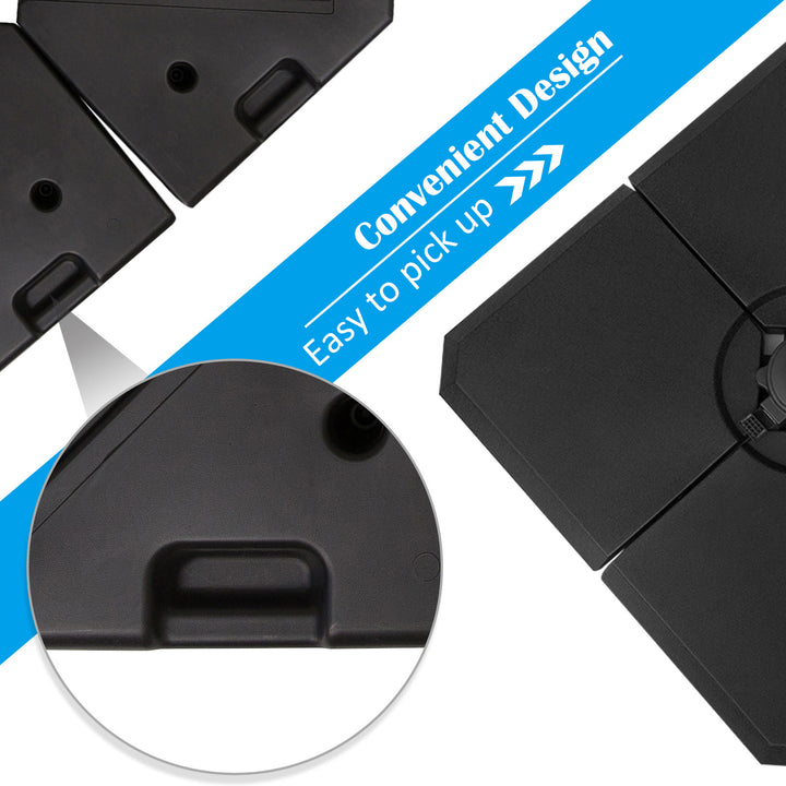 Set of 4 Parasol Base Stand Weights for Cantilever Parasols, Water and Sand Filled, Up to 120kg, Black