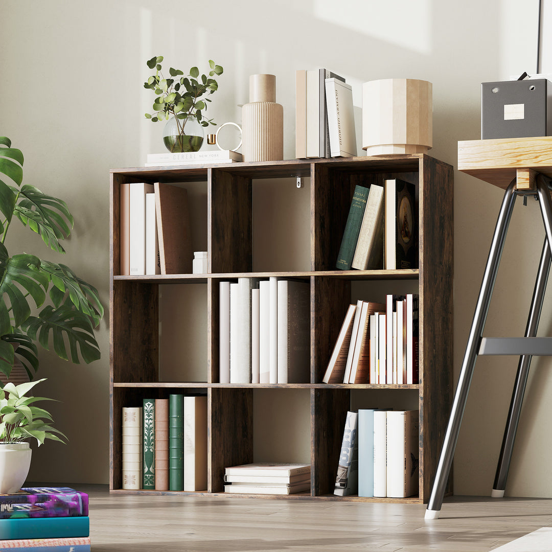 Nine-Cube Storage Shelf - Rustic Brown