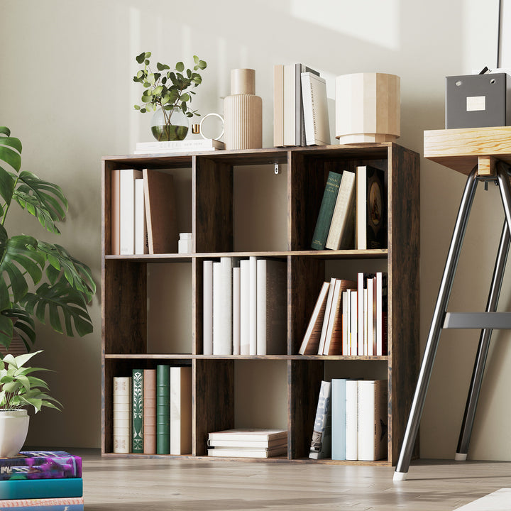 Nine-Cube Storage Shelf - Rustic Brown