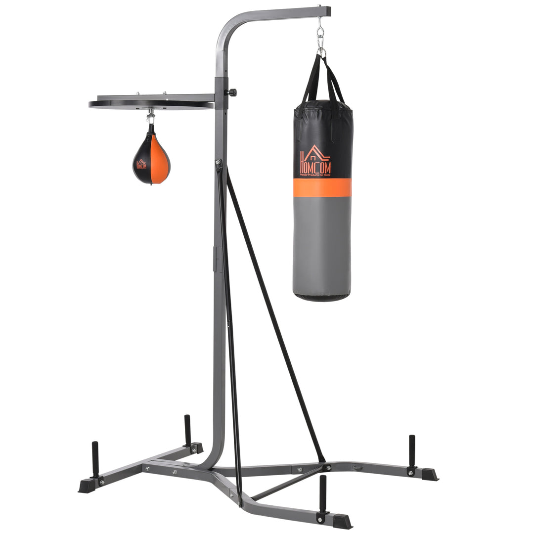MCL Freestanding Boxing Punch Bag & Speed ball Station, for Home Gym, Grey