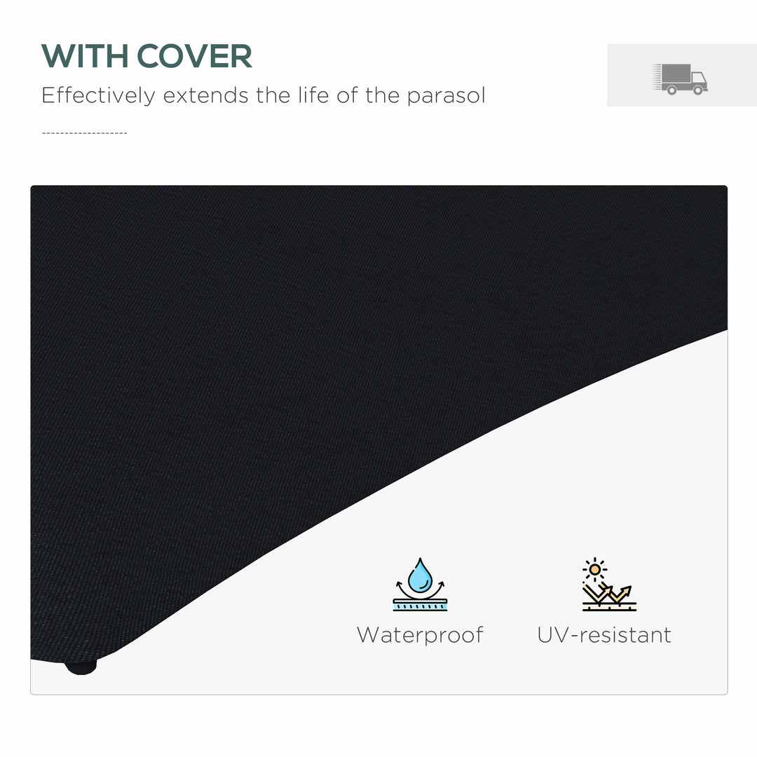 3(m) Solar LED Cantilever Parasol - Black