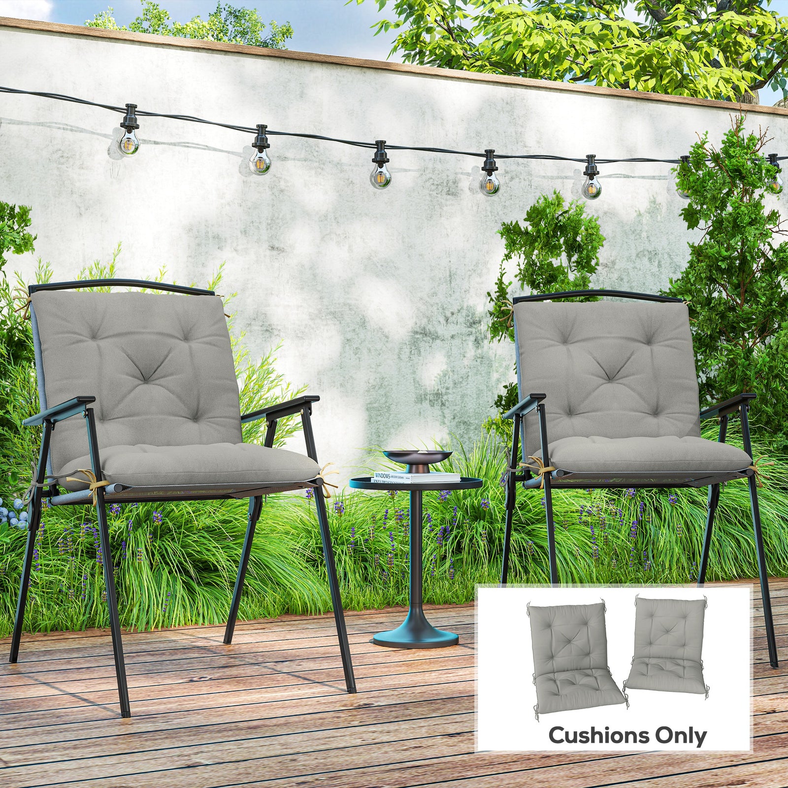 Set of Two Outdoor Seat Cushions - Light Grey