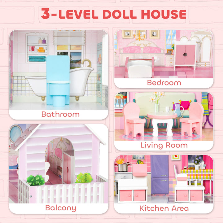 Dolls House, 6 Rooms Modern Dollhouse with LED Lights, 8 Furniture - view 4