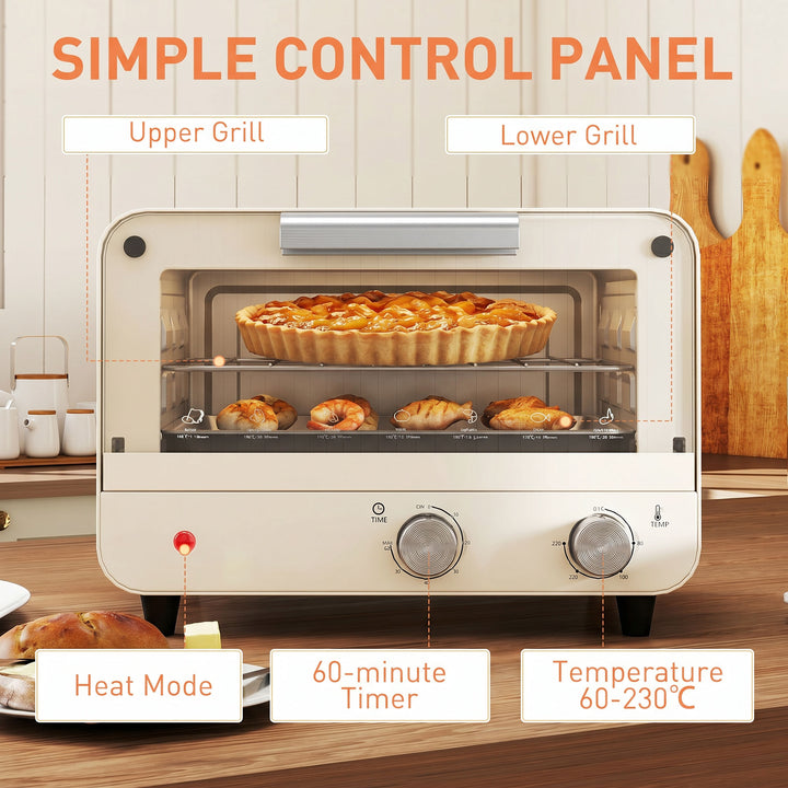 Mini Oven, Small Toaster Oven with Glass Door, Adjustable Temperature 