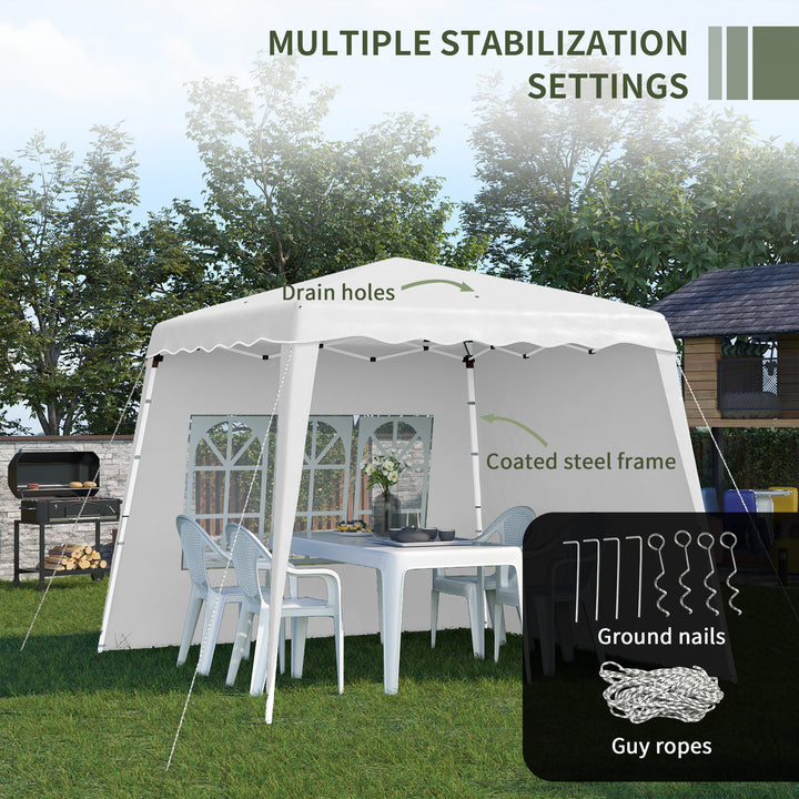 2.4 x 2.4m Two Wall Pop Up Gazebo - White