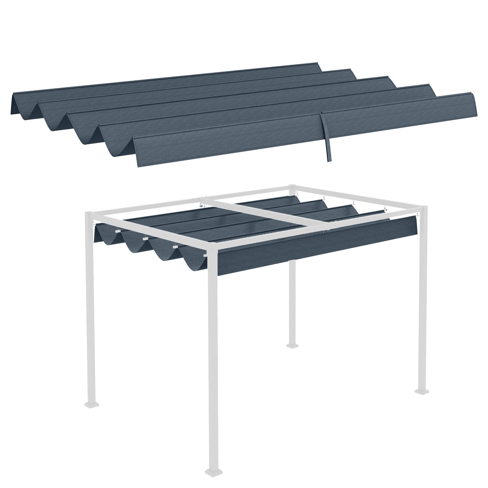 Pergola Roof, Retractable Sun Shade Cover for 2.85 x 2m Pergola, UV30+ Protected, Dark Grey