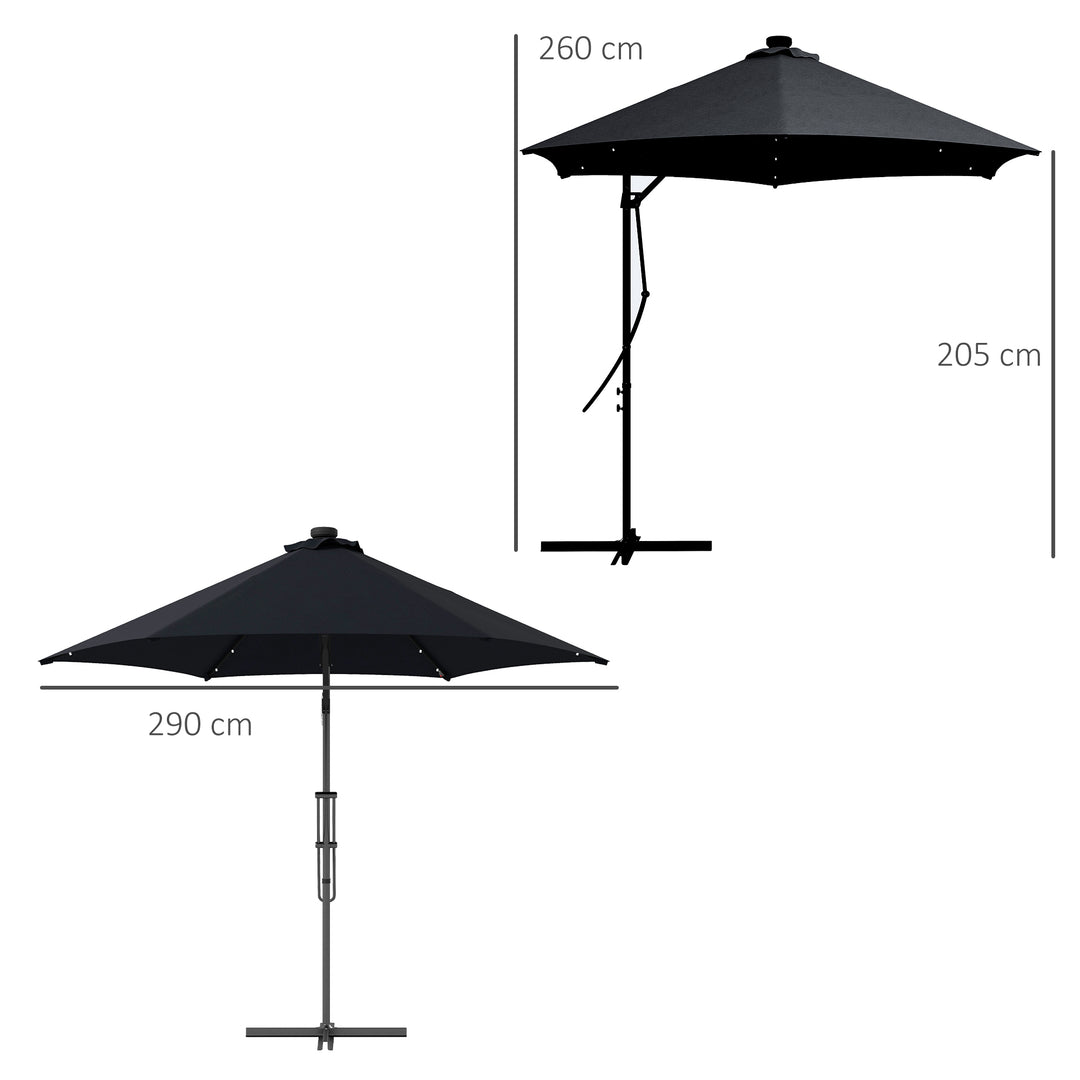 3(m) Solar LED Cantilever Parasol - Black