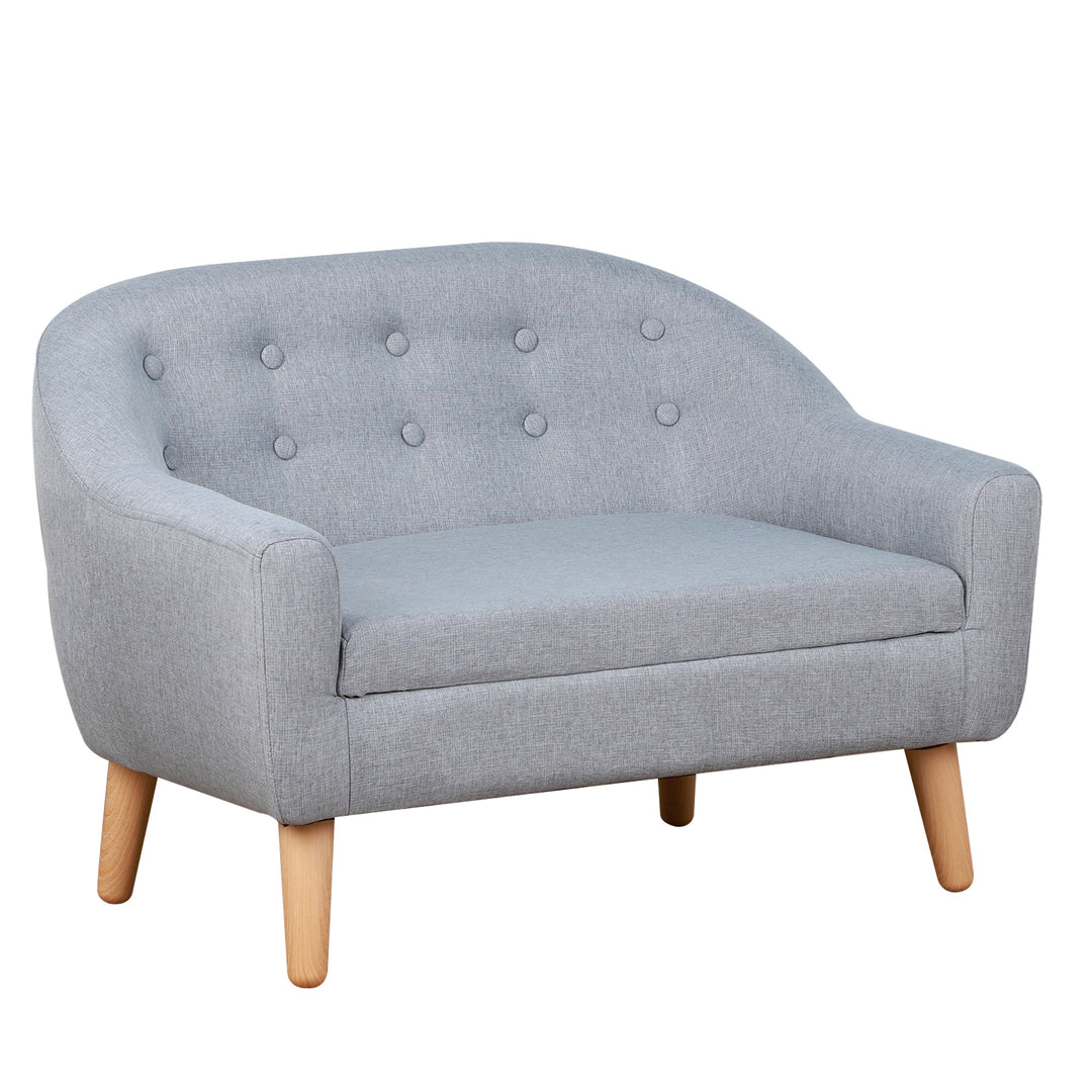 Children's Armchairs Kids Armchair Toddler Chair 2 Seater Wood Frame Mini Sofa for Bedroom Playroom Grey