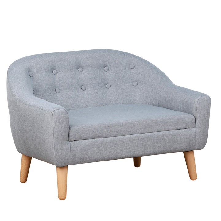 Children's Armchairs Kids Armchair Toddler Chair 2 Seater Wood Frame Mini Sofa for Bedroom Playroom Grey