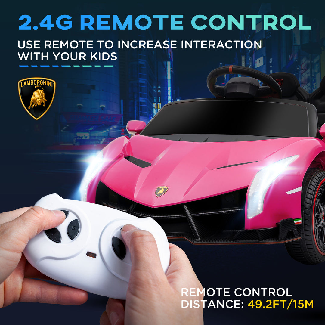 HOMCOM Lamborghini Veneno Licensed 12V Kids Electric Ride on Car w/ Butterfly Doors, Portable Battery, Powered Electric Car w/ Bluetooth | Aosom UK