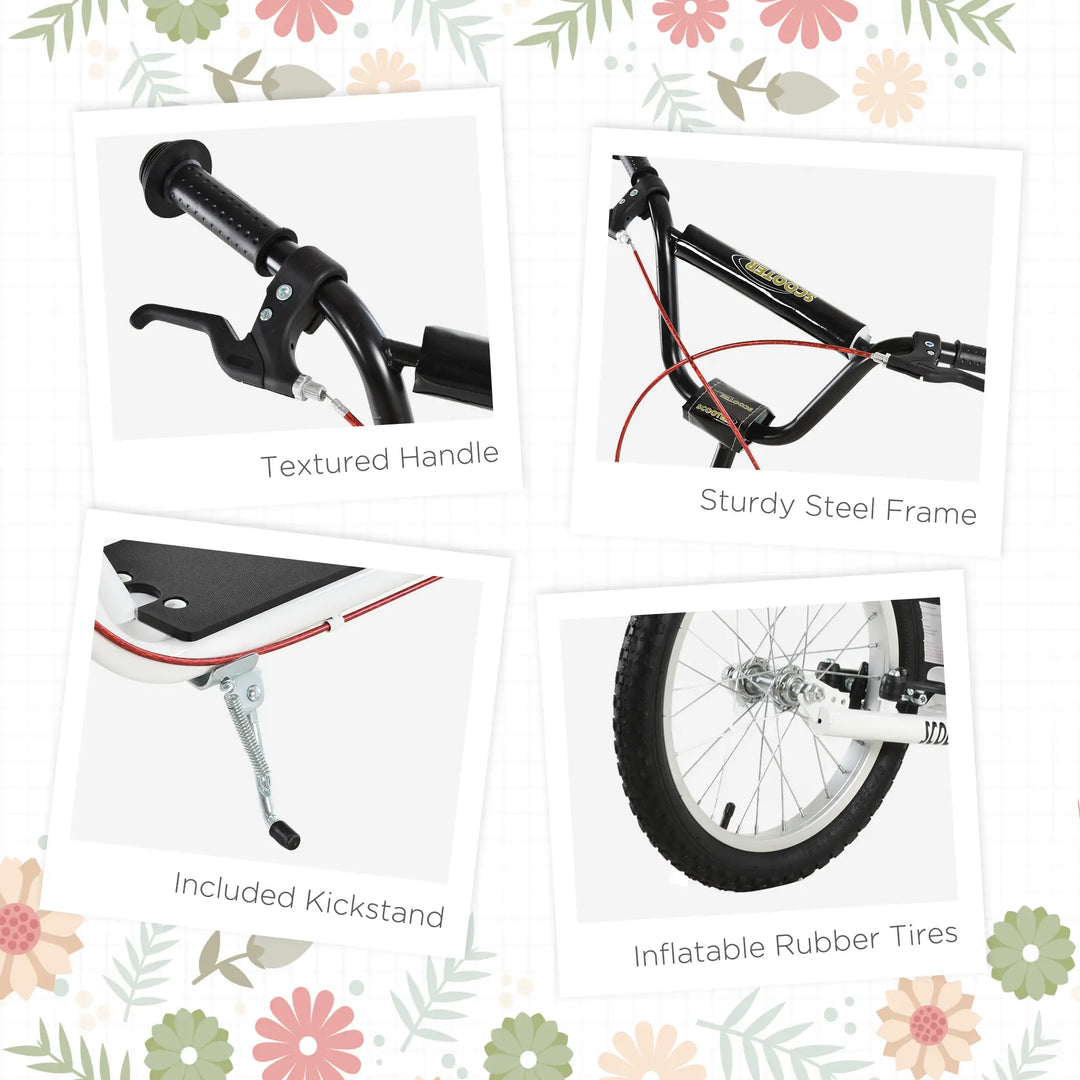 MCL Kick Scooters for Kids with Adjustable Height, Anti-Slip Deck, Dual Brakes, Rubber Tyres, for Boys and Girls Aged 5+ Years Old - White