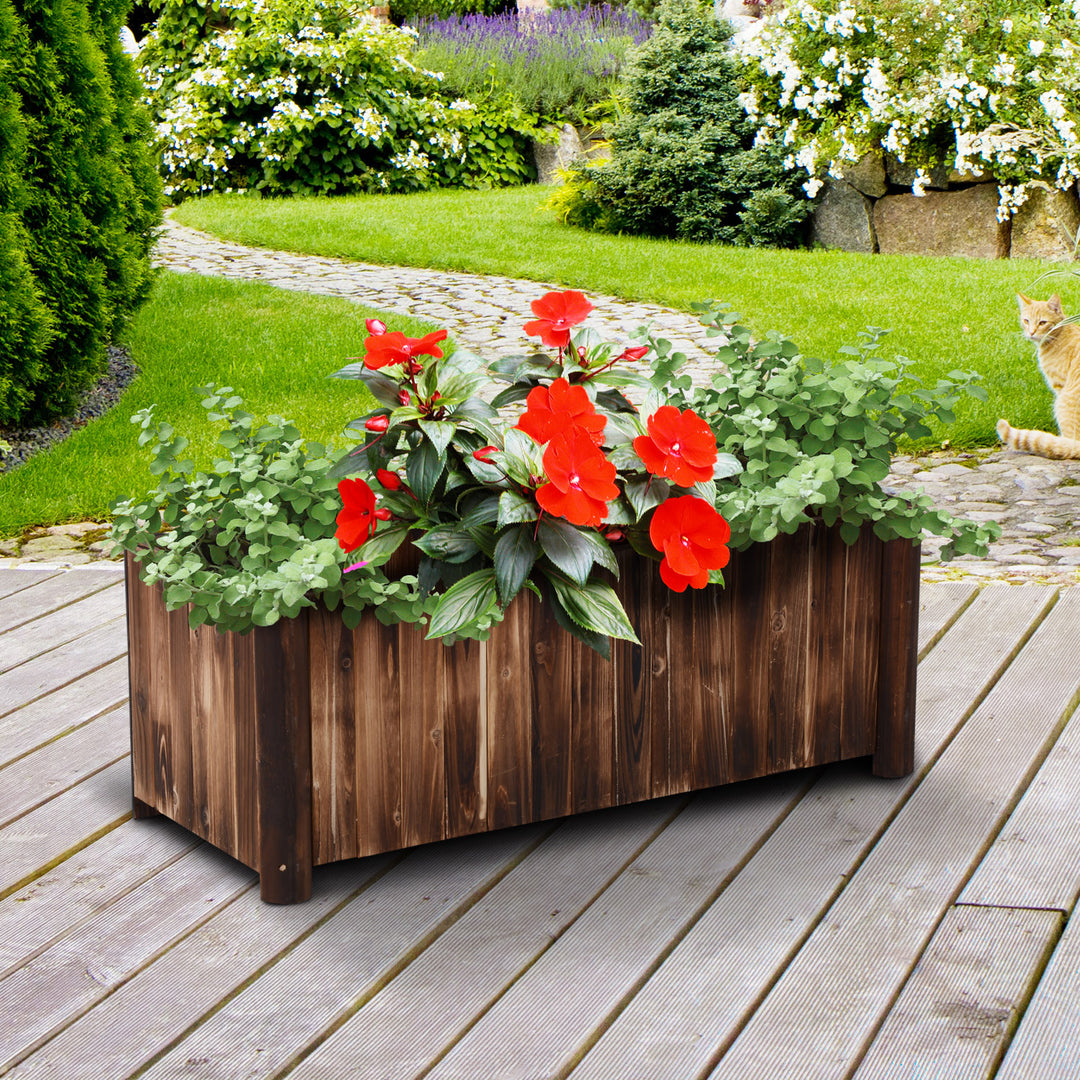 Wooden Raised Garden Bed, 120 x 50 x 45cm Elevated Planter Box, Outdoo