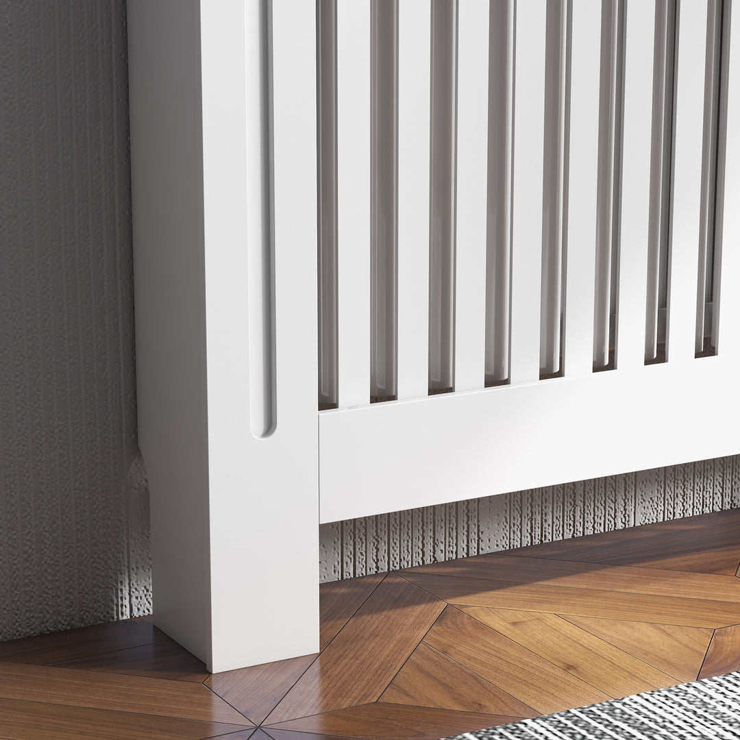 MCL Slatted Radiator Cover Painted Cabinet MDF Lined Grill in White (112L x 19W x 81H cm)