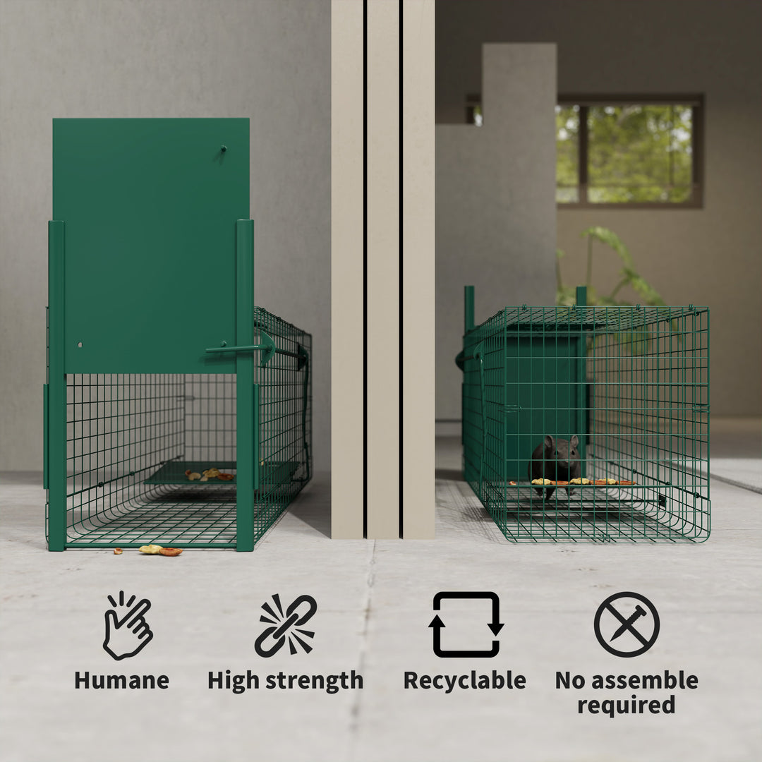 Metal Rat Trap with Single Door, for Small Animals, Dark Green