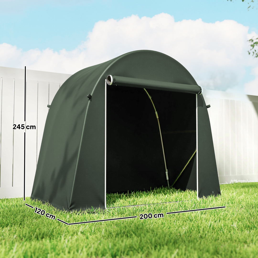 8 x 4 ft Garden Storage Tent, Waterproof Bike Tent with Roll-up Zipper Door and Galvanised Metal Frame