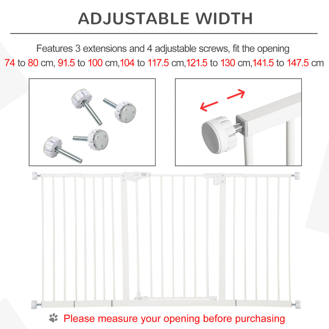 PawHut Dog Gate Stair Gate Pressure Fit Pets Barrier Auto Close for Doorway Hallway, 74