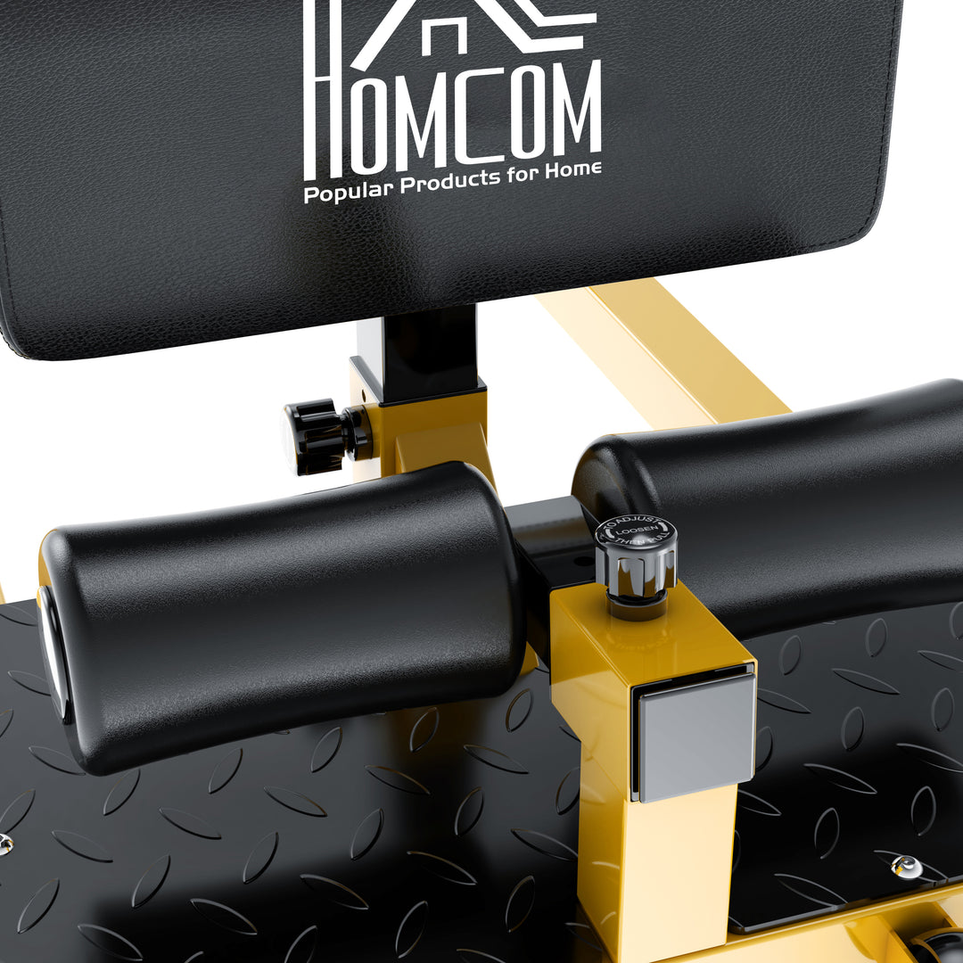 MCL Squat Machine with Push Up Stand, Padded Hip Thrust Bench with Adjustable Cushion for Home Gym Work Out, Yellow