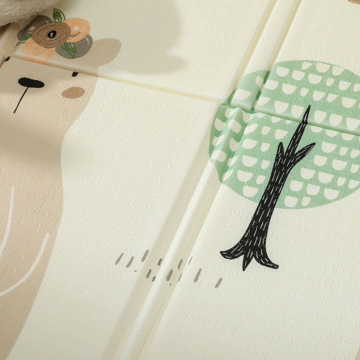 AIYAPLAY Animal-Themed Baby Plat Mat Double Sided, Foldable, Water-Resistant for Outdoor/Indoor, 177 x 146 x 1.5cm