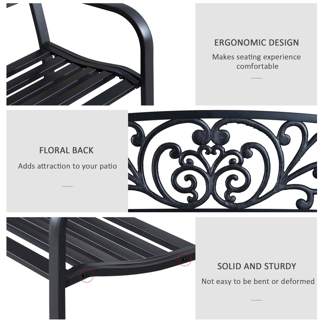 2-Seater Garden Bench, Steel-Black