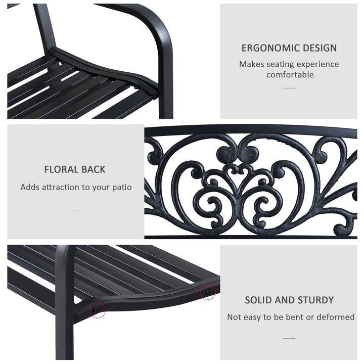 2-Seater Garden Bench, Steel-Black