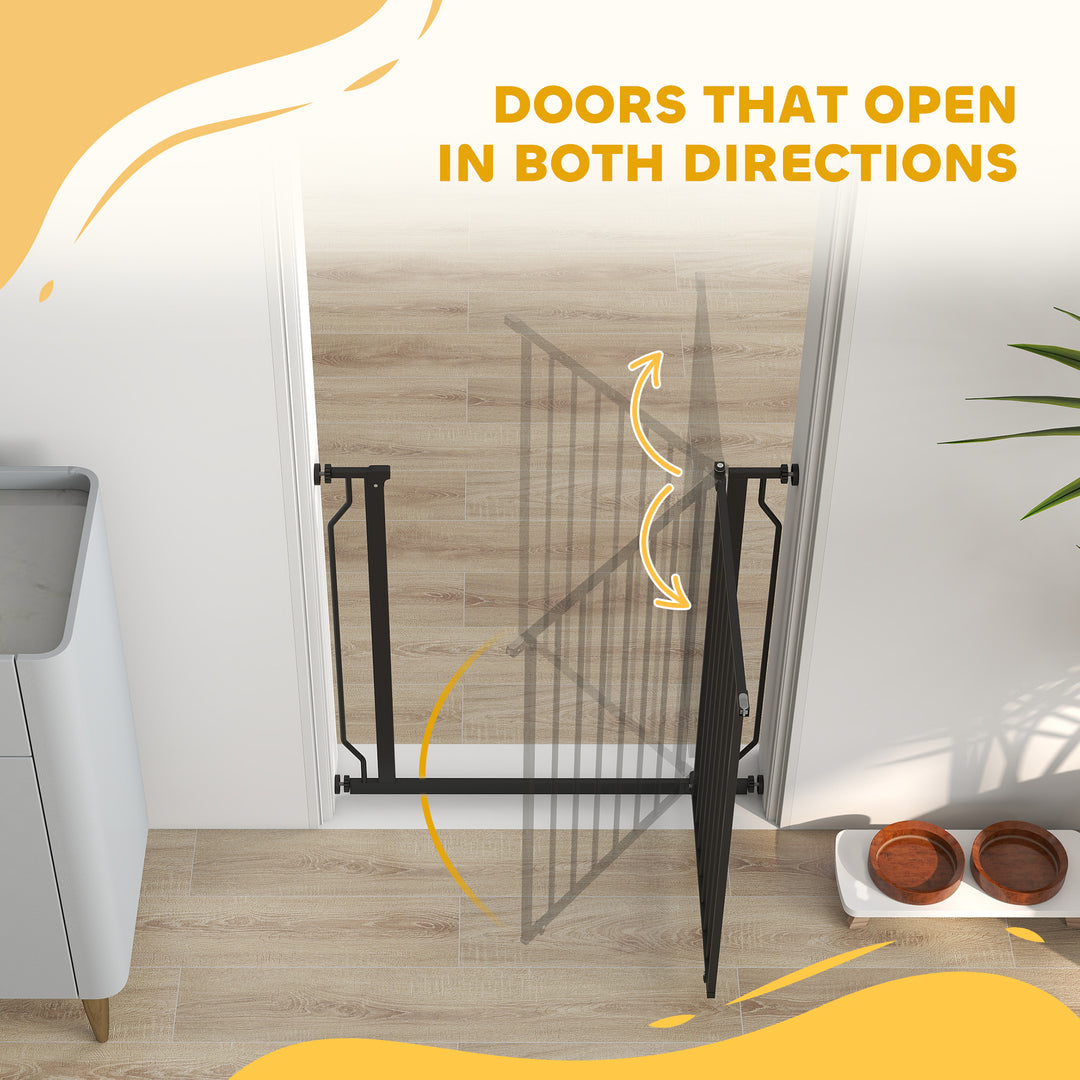 Extra Wide Dog Safety Gate, with Door Pressure, for Doorways, Hallways, Staircases - Black