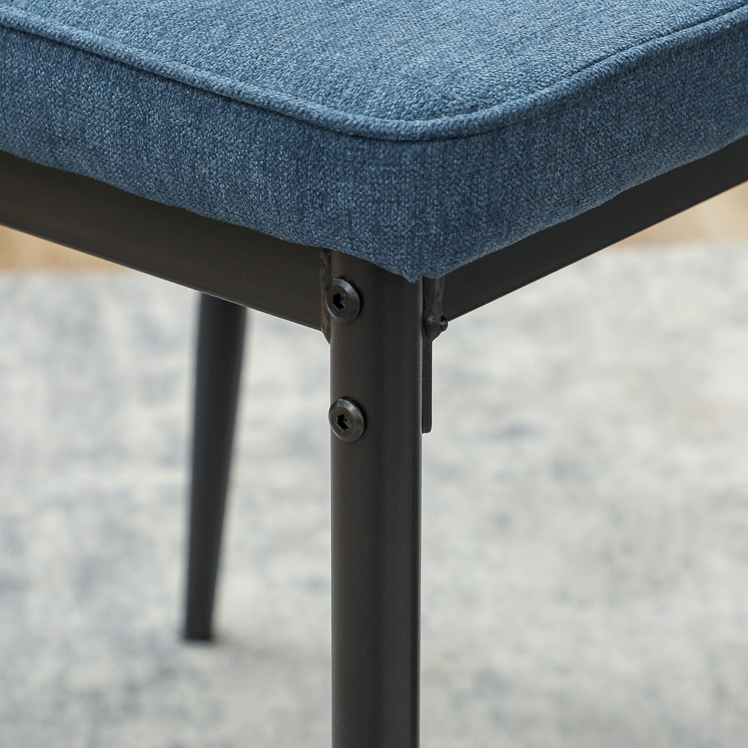 Velvet Dining Chairs Set of 2, Modern Armless Upholstered Kitchen Chairs with Metal Legs, Curved Back and Padded Seat, for Dining Room, Bedroom, Living Room, Blue