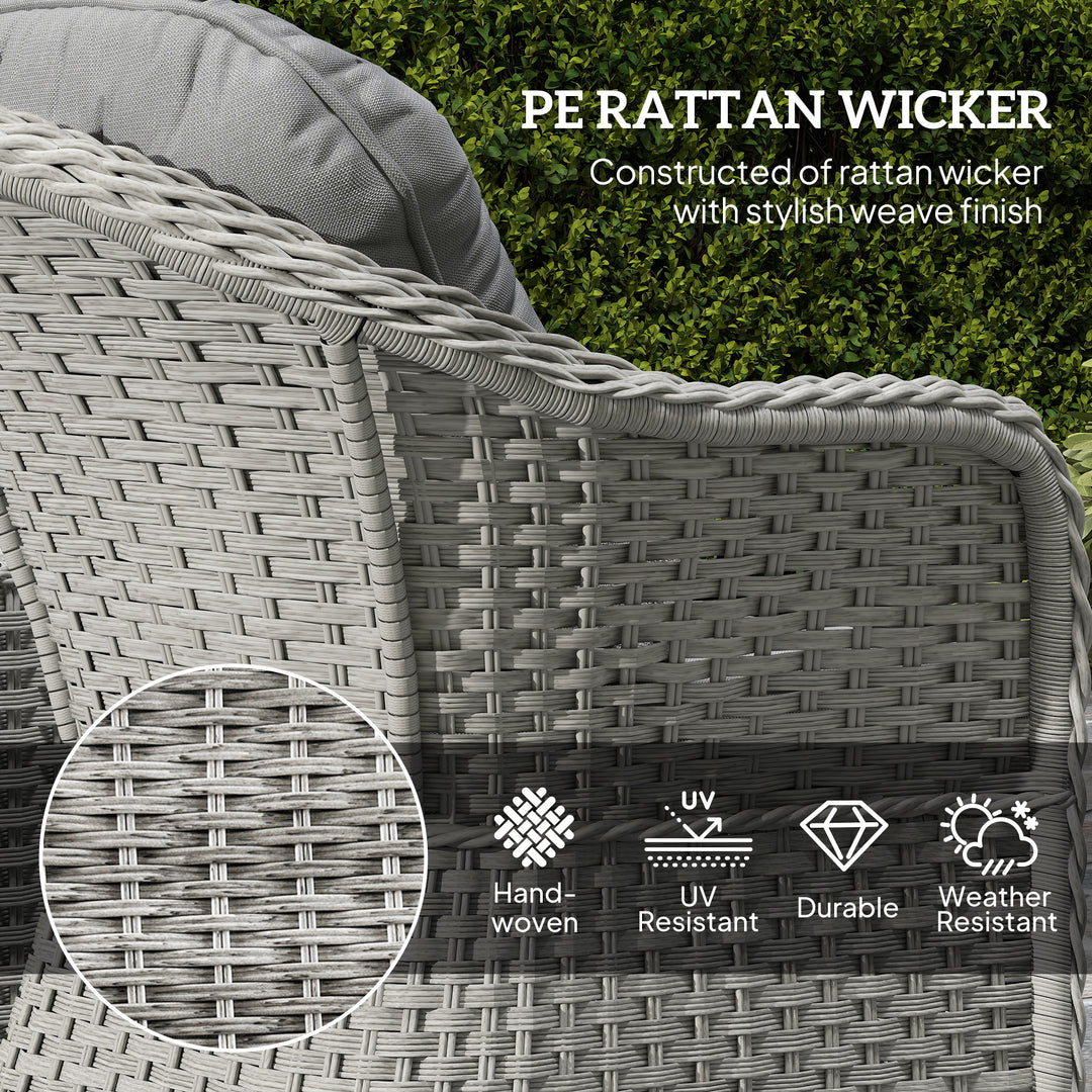 Three-Piece Super Padded Rattan Set - Light Grey