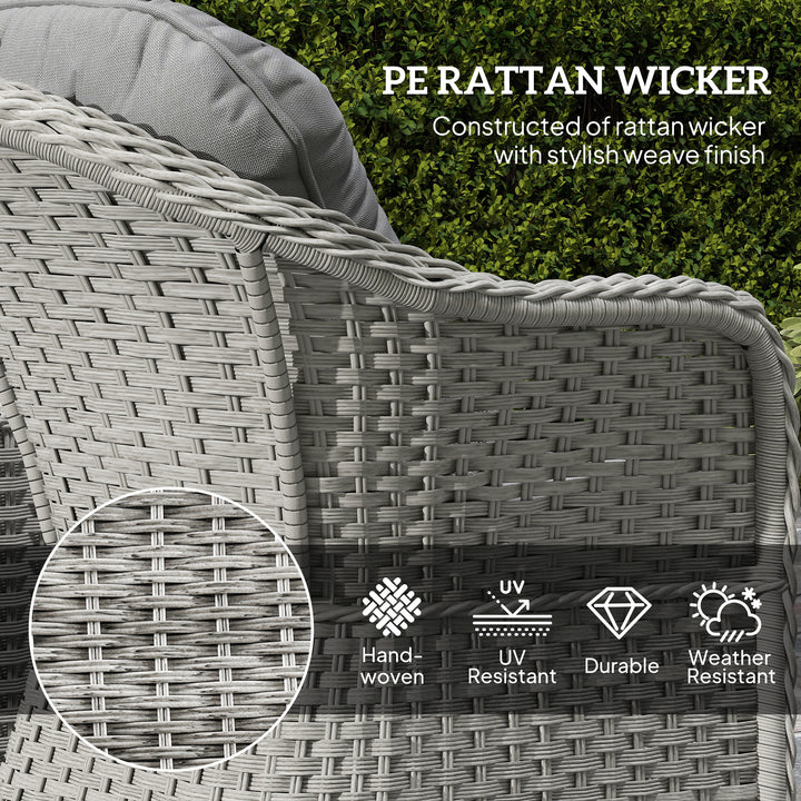 Three-Piece Super Padded Rattan Set - Light Grey