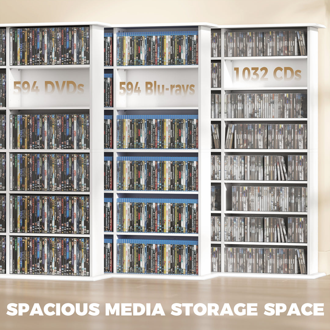 1032 CD/594 DVD Storage Unit, Blu-ray Media Storage Shelf with 24 Comp
