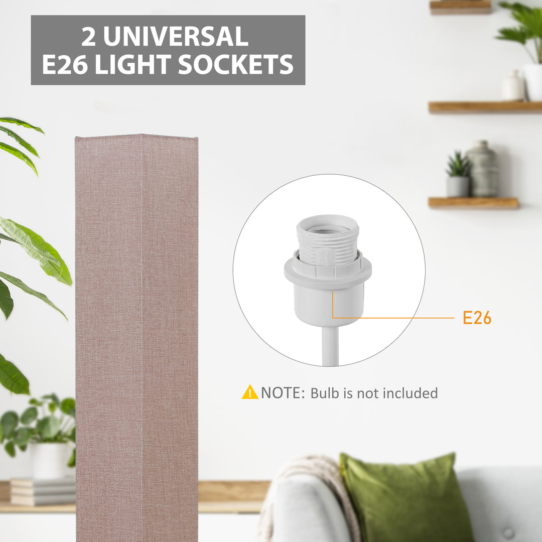 HOMCOM Floor Lights, Tall Linen Floor Lamp with Wood Base, Linen lampshade, Steel Frame, Floor Standing Lamp, Cream White | Aosom UK