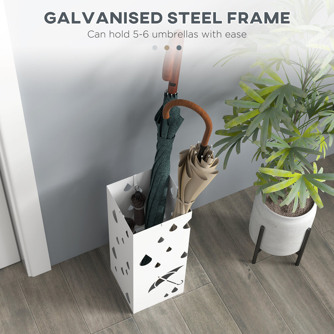 Six-Umbrella Steel Holder Stand - White