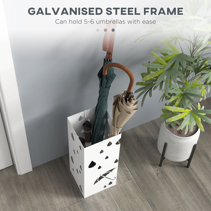 Six-Umbrella Steel Holder Stand - White