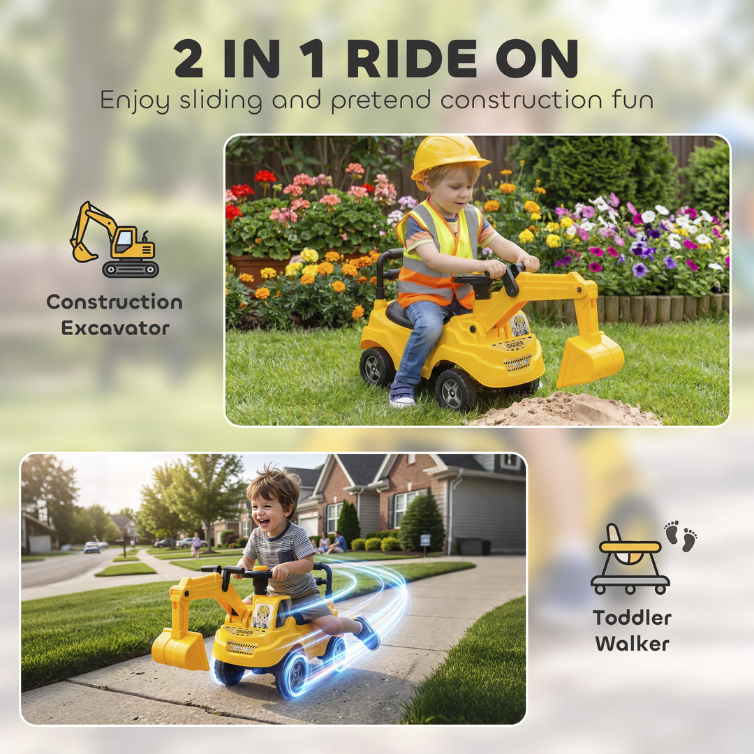 Ride On Tractor Digger, Toddler Excavator Toy Car with Adjustable - view 4